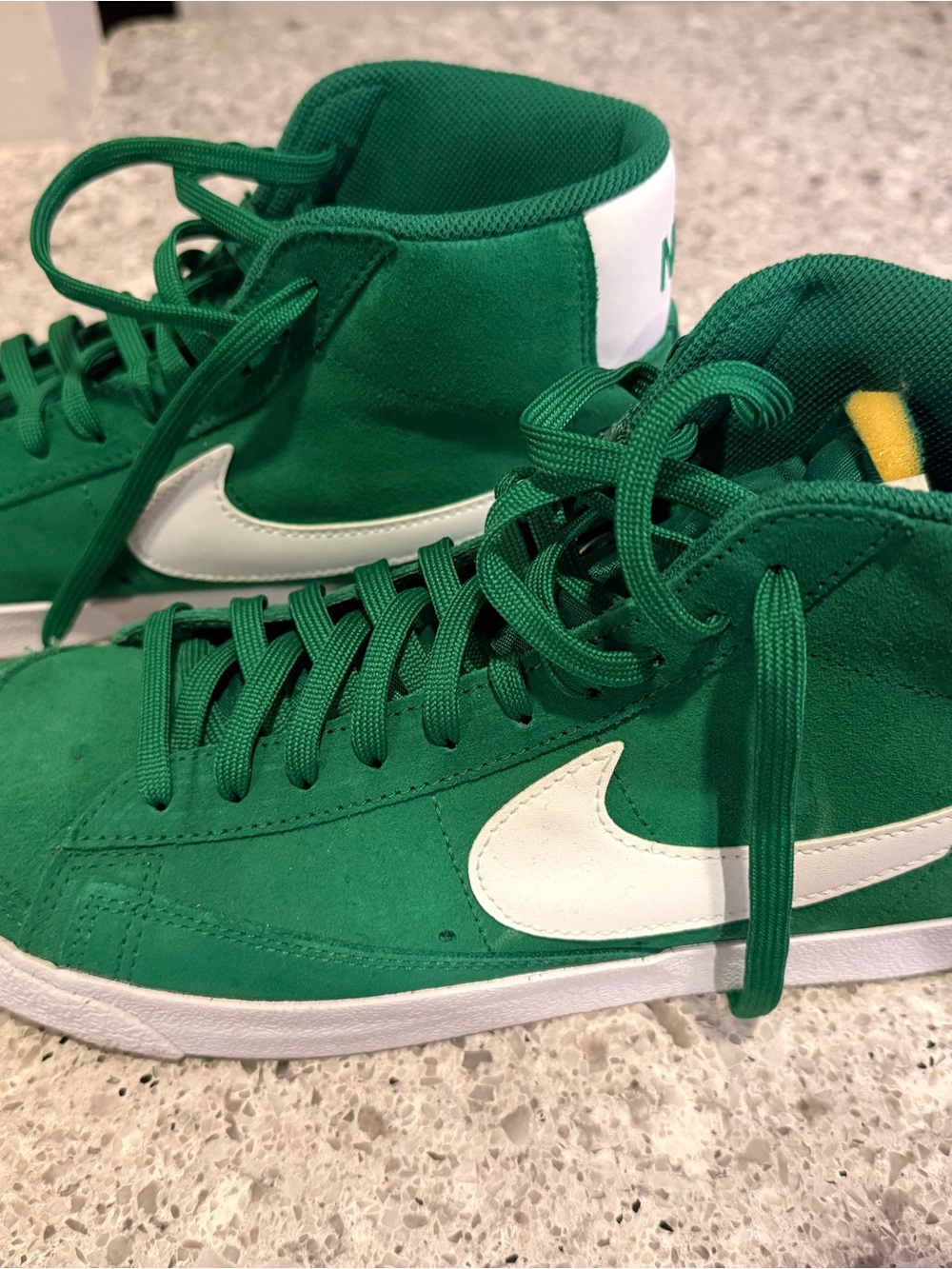 Nike Green Suede Blazers High-Top Sneakers with White Swoosh - Men’s 10.5